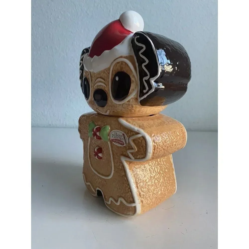 Disney Stitch Gingerbread Cookie Jar Christmas‎ Holiday Ceramic Hand Painted NEW